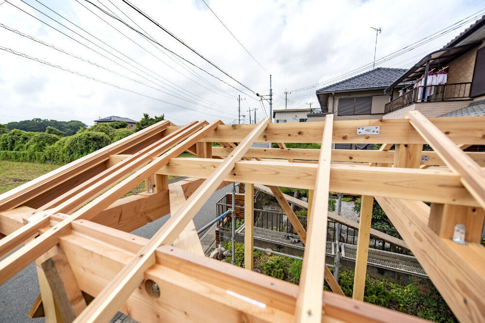 毛呂山町　物置小屋新築工事　木造建て方