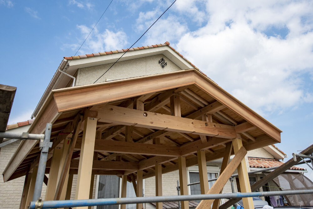 毛呂山町　物置小屋新築工事　木造建て方